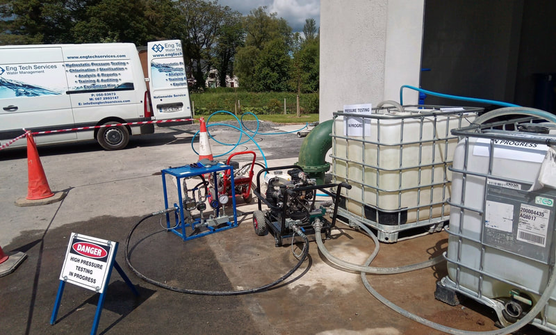 Hydrostatic Pipe  Pressure Testing to Irish Water Requirements.